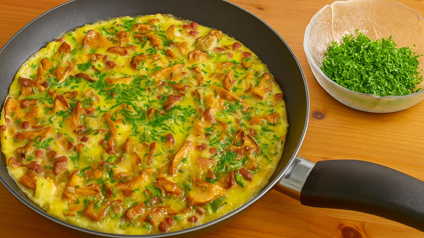 omelette girolles et herbes fraiches